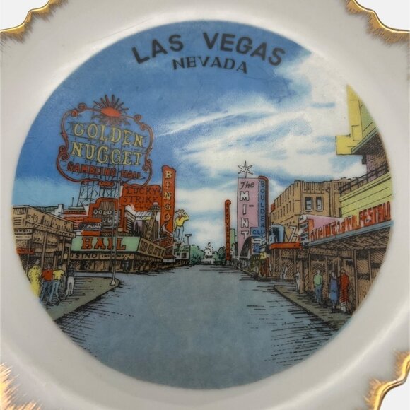 Vintage Anco Las Vegas Nevada Collectible Plate Old Vegas Golden Nugget 7" Japan - Picture 3 of 5